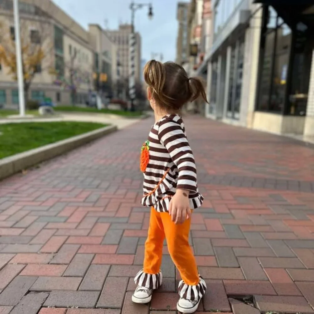 Emily Rose | Halloween Pumpkin Boo Fall Striped Two Piece Set | Size 2T